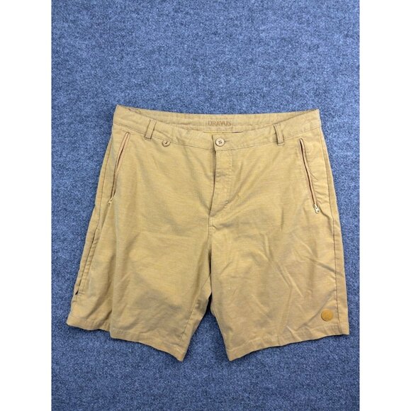 Dravus Chino Shorts Men's 36 Tan Zip Button Drawstring Zipped Pockets Stretch - Picture 1 of 9